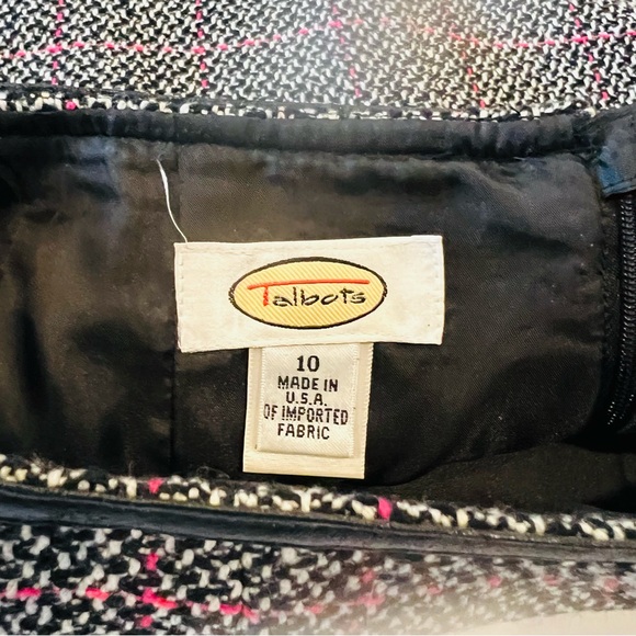 TALBOTS Women's 10- BLACK & PINK WOOL BLEND TWEED KNIT SKIRT - Knee Length - Picture 3 of 3